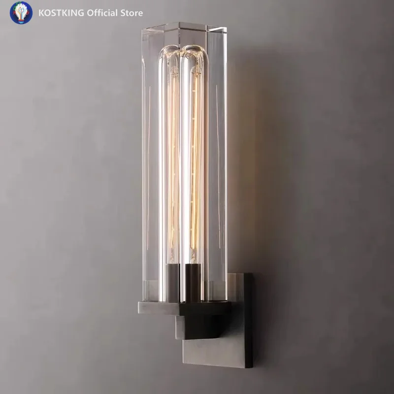 البرونزية النحاس سميكة كريستال مصابيح الحائط الفاخرة ما بعد الحداثة إضاءة خلفية سوداء الكروم تركيب المصابيح للديكور الممر السرير