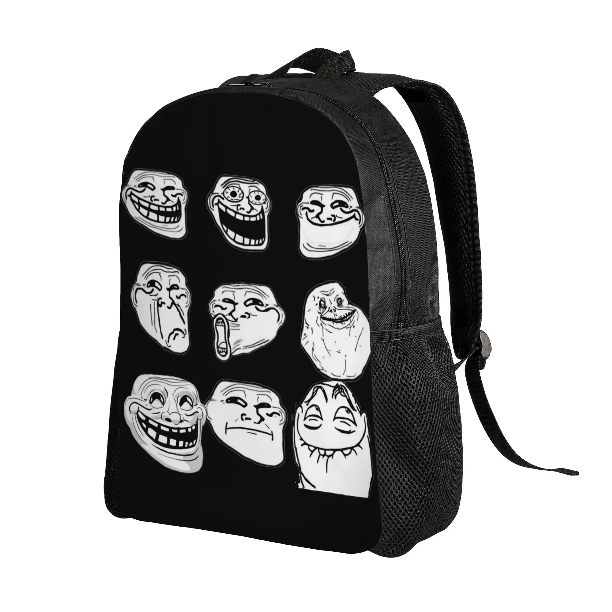 Trollface Meme Rage Comic Funny Troll Joke Internet Backpack  University Backpacks Female Funny School Bags Breathable Rucksack
