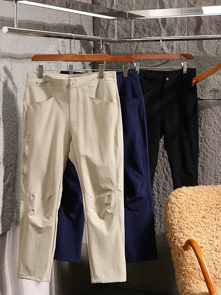 

Outdoor Men's Casual Pants Autumn Sle Qui Dry Plaid Texture Straight Leg Long Pants Faionable Urban Youth Leisure Wear