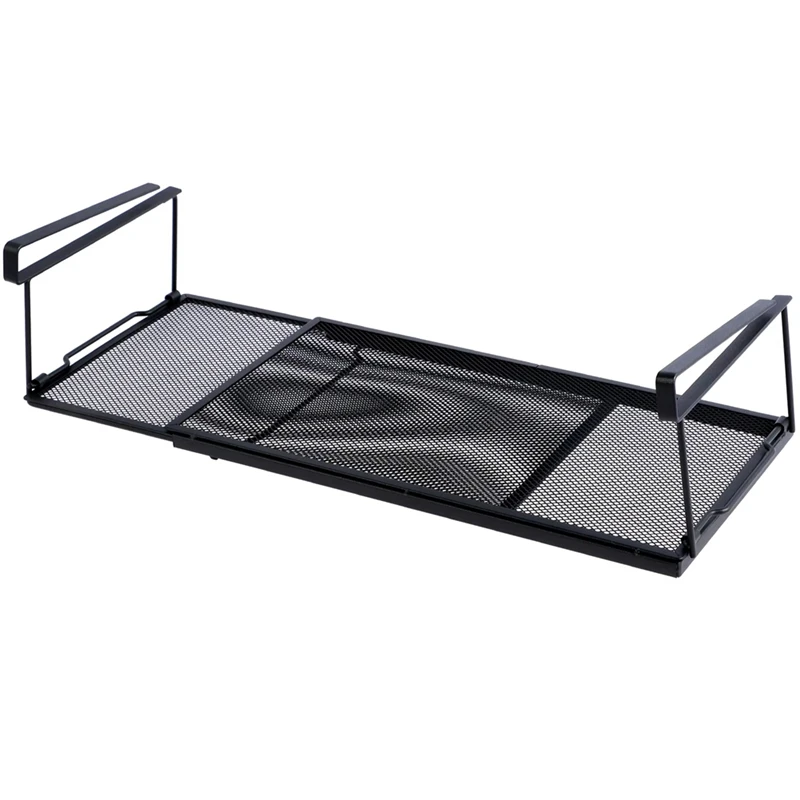 

Extendable Steel Under Cabinet Organizer Shelf, Under Desk Storage Rack, Multipurpose Kitchen Hanging Basket