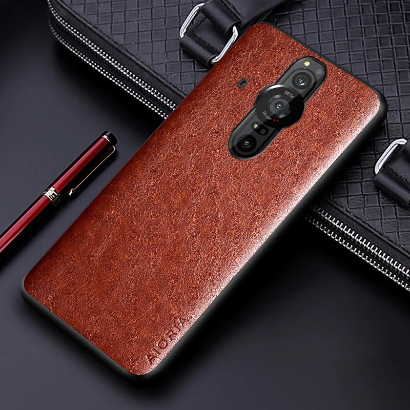 Luxury PU leather Case for Sony Xperia Pro I coque Business solid color design phone cover for sony xperia pro i case funda capa