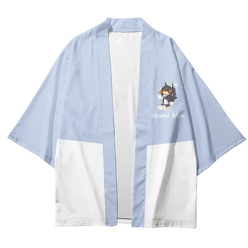 Nekomata أوكايو قميص الملابس التقليدية هاوري تأثيري كيمونو أوكامي سترة يوكاتا #2