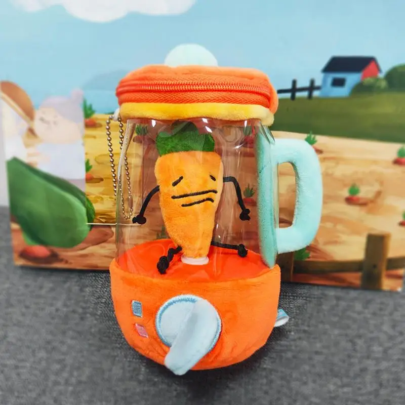 Exprimidor de zanahoria de peluche de 15cm, muñeco de zanahoria de dibujos animados, verduras rellenas, cordón giratorio, novedad, bonito juguete de zanahoria para niños y niñas