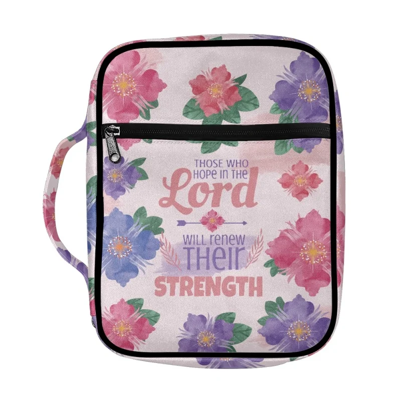 Caso personalizado Bíblia capa feminina, Bolsa Floral Bíblia, Elegante funcional portátil Bíblia Maleta, bolsos Zipper Study Bag