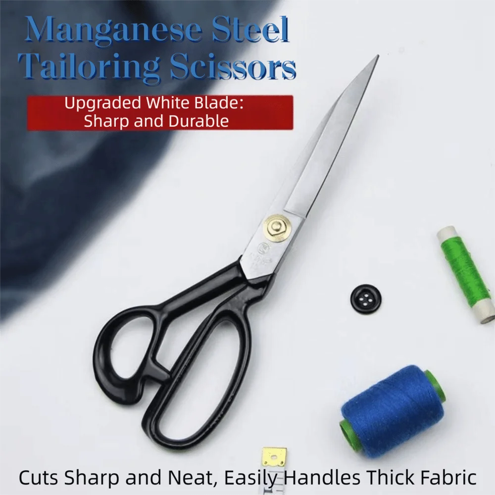 

8-12inch Tailor Scissors Ergonomic Anti-Rust Leather Cutting Scissors Black Comfort Grip Handled Fabric Scissors Embroidery Work