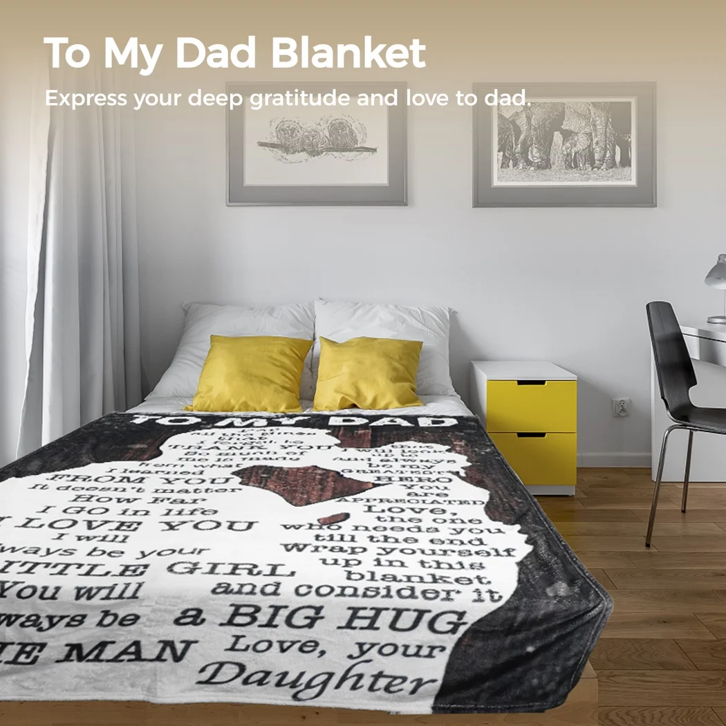 Father'S Day Throw Blanket Letter Printed Blanket Polyester Blanket Dad Gift Soft Warm Blanket For Father Daddy Day Birthday