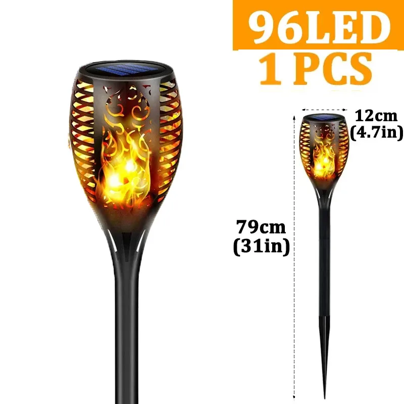 96LED buitenlamp op zonne-energie, waterdicht, tuinterras, flikkerende dansende vlamlamp, gazonverlichting