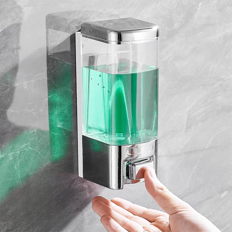 Non-punching Manual Press Soap Dispenser Wall Hanging Traceless Paste Disinfectant Bottle Bathroom Transparent Soap Dispenser