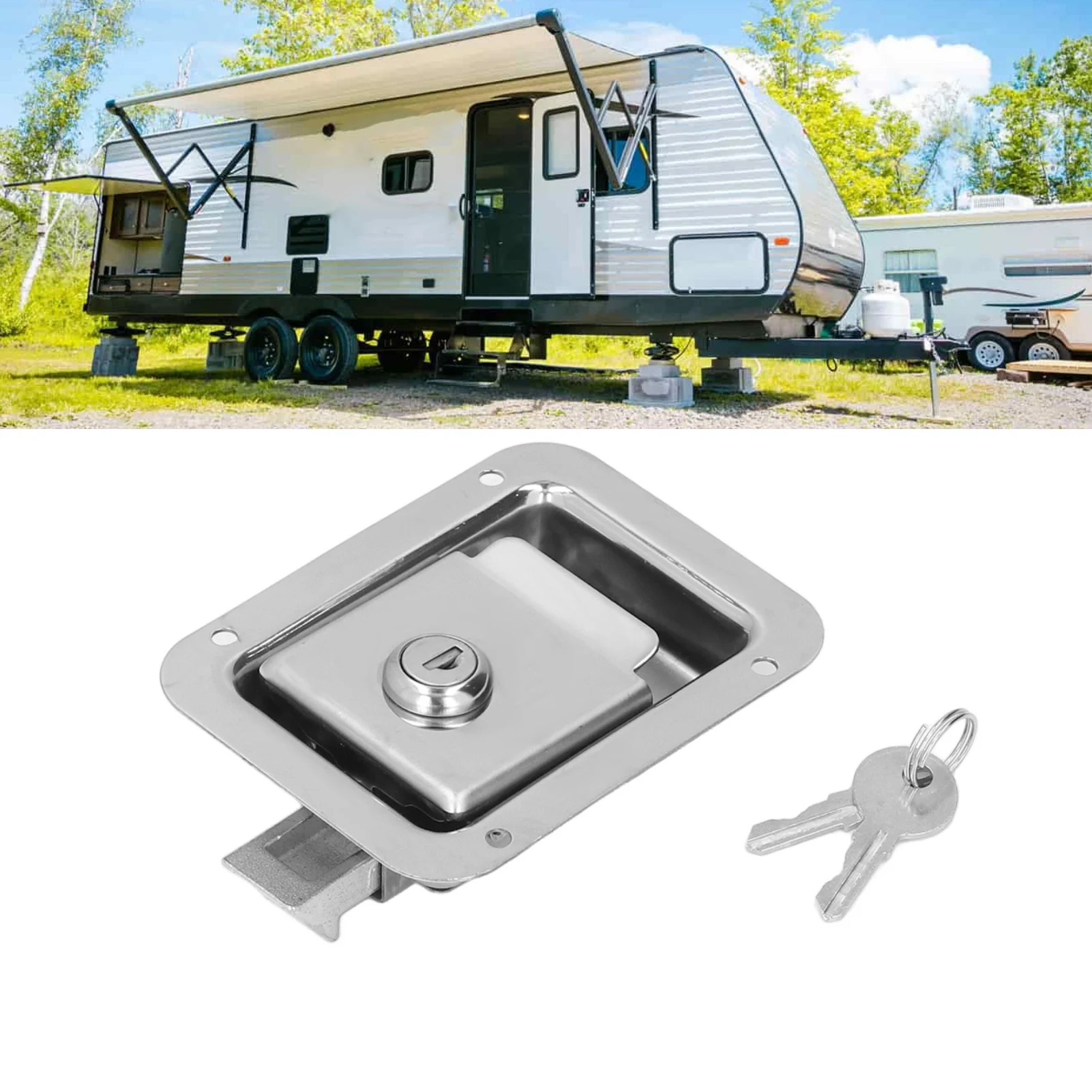 New Travel Trailer Lock Travel Trailer Lock Stainless Steel Flush Mount Paddle Handle RV Door  for Toolbox Cabinet Electric Box