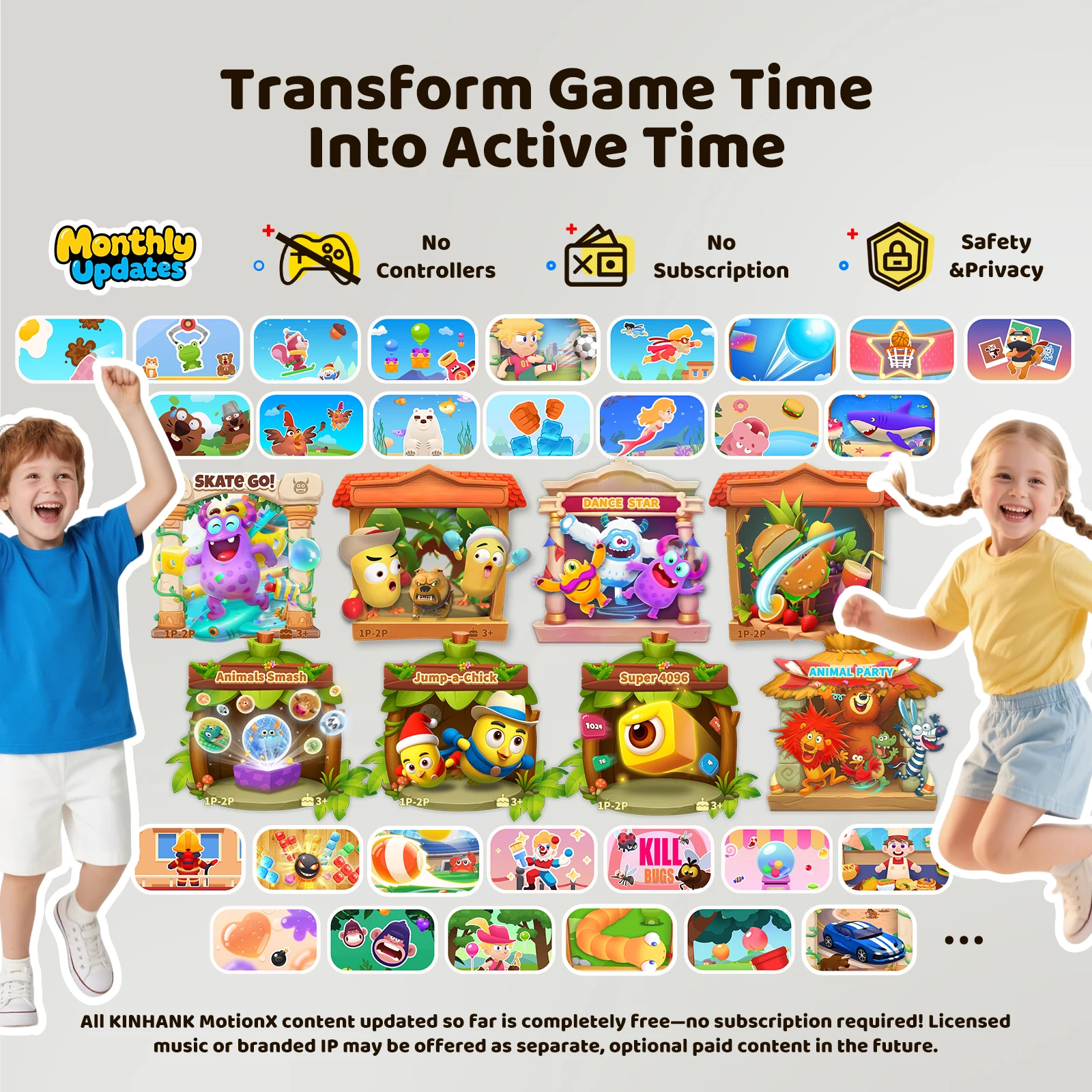 KINHANK MotionX Gaming Console Active Play System with Dances Music Games,Plug Play,No Controller Gift for Kids & Families