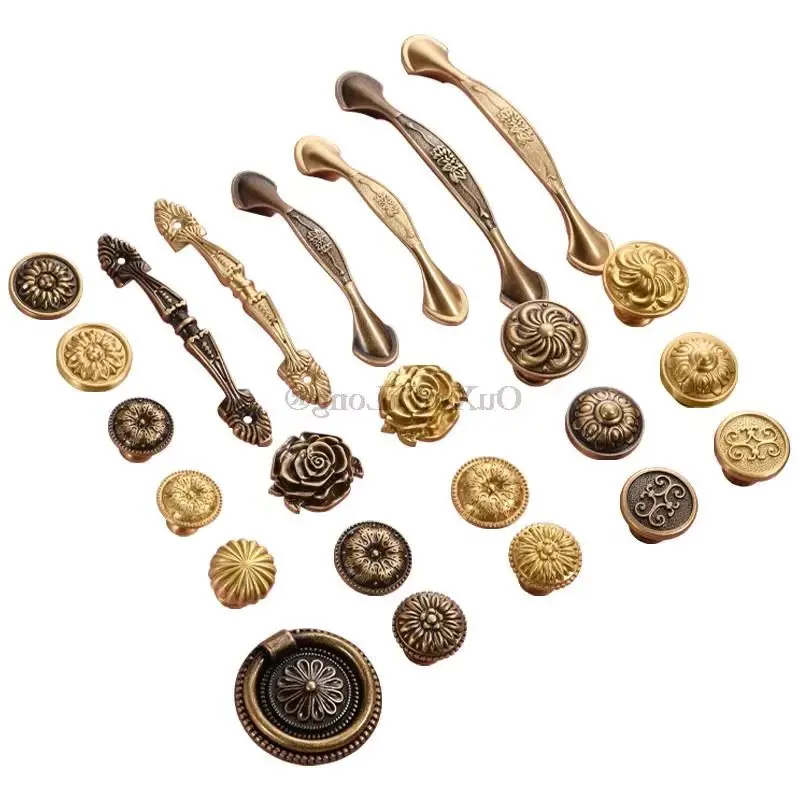 

Ретро 4 шт., твердая латунь, антикварная мебель, ручки, ручки для ящиков, шкаф, кухонный шкаф, комод, ручки для шкафа