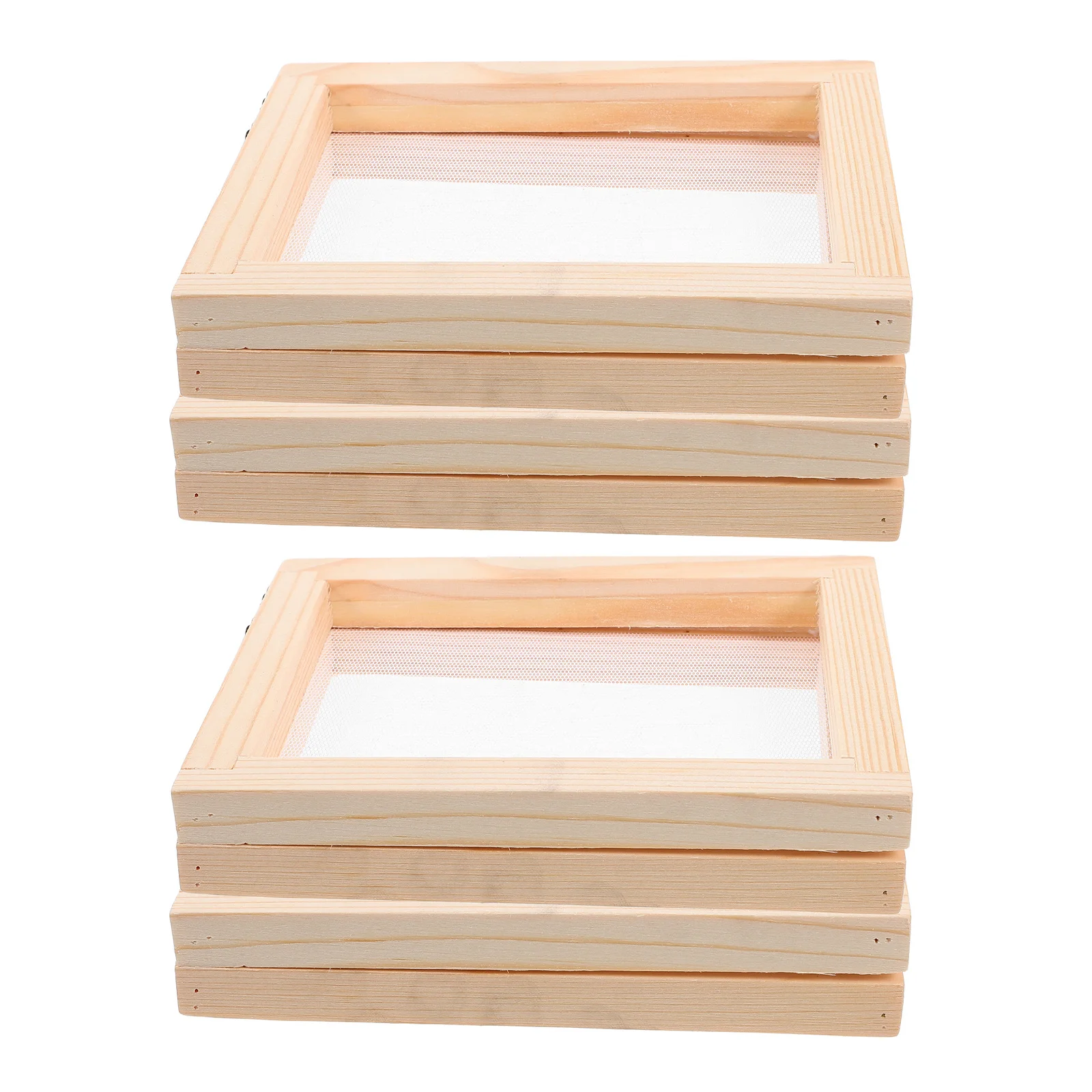 4Pcs 나무 메쉬 스크린 프레임 - 유치원 미술 프로젝트를 위한 피부 친화적인 DIY 종이 제작 금형 10x13x2.2cm 색칠 프레임 도구