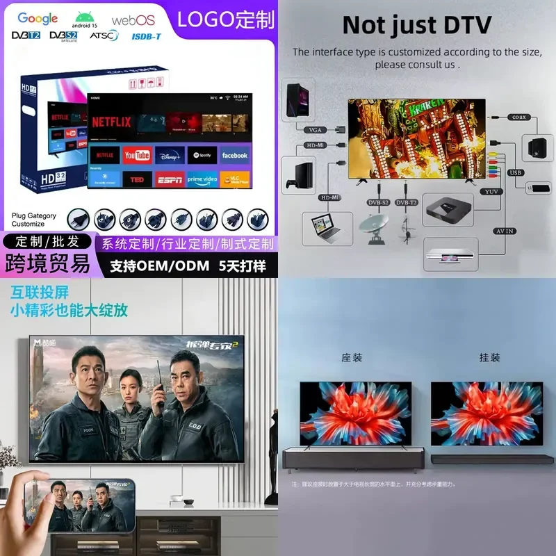 for 32 Inch 4K LCD TV Large Screen Ultra HD Smart WiFi Network Home Television