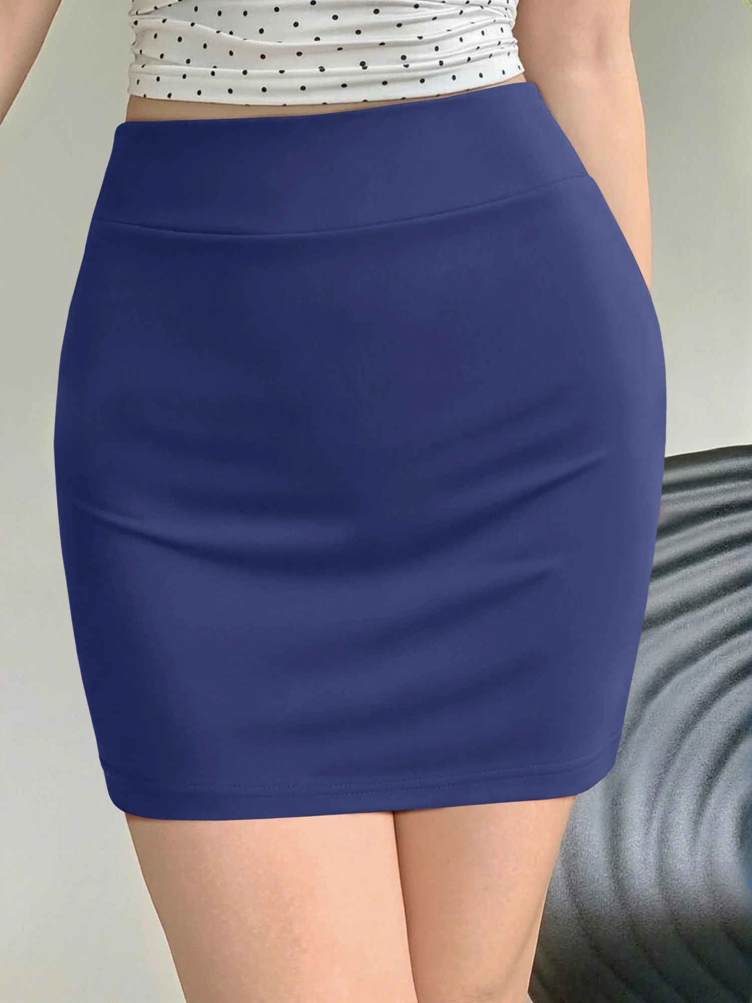 

Юбка-карандаш Y2K Cyber с высокой талией, облегающая, однотонная, мини, с разрезом сзади, модная, для уличного стиля