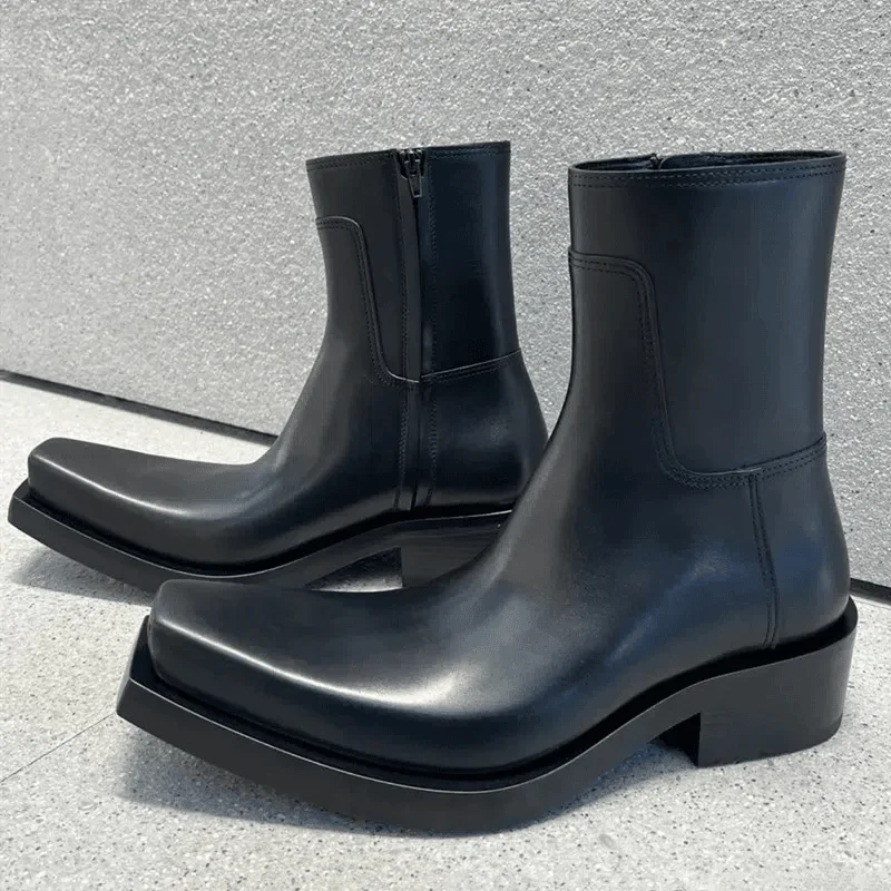 2026 Chelsea British Casual Fashion Handsome Men's High-Top Trendy Inner Heightening Locomotive Boots Pointed