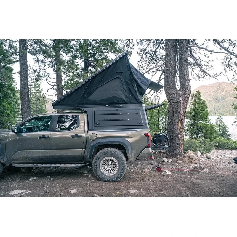 Windproof Ox Fabric Hinged Truck Bed Canopy Tent, Reliable Summer Camping Shelter For Pickup Trucks Outdoor Adventures