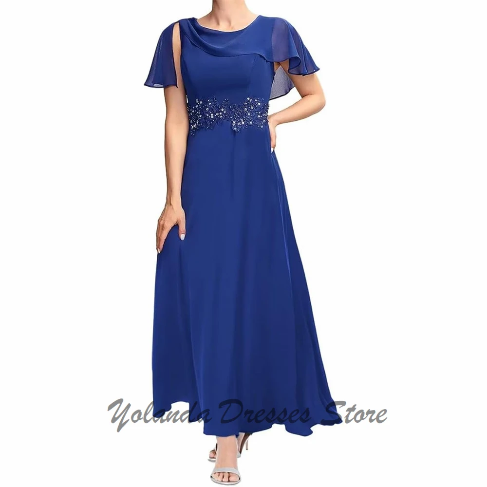 Personalizado sem mangas mãe da noiva vestidos applique renda formal vestido de noite com zíper voltar vestido de convidado de casamento lantejoulas