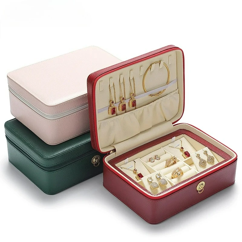 

Light luxury jewelry box high-end PU leather ring necklace bracelet earrings multi-functional jewelry storage box