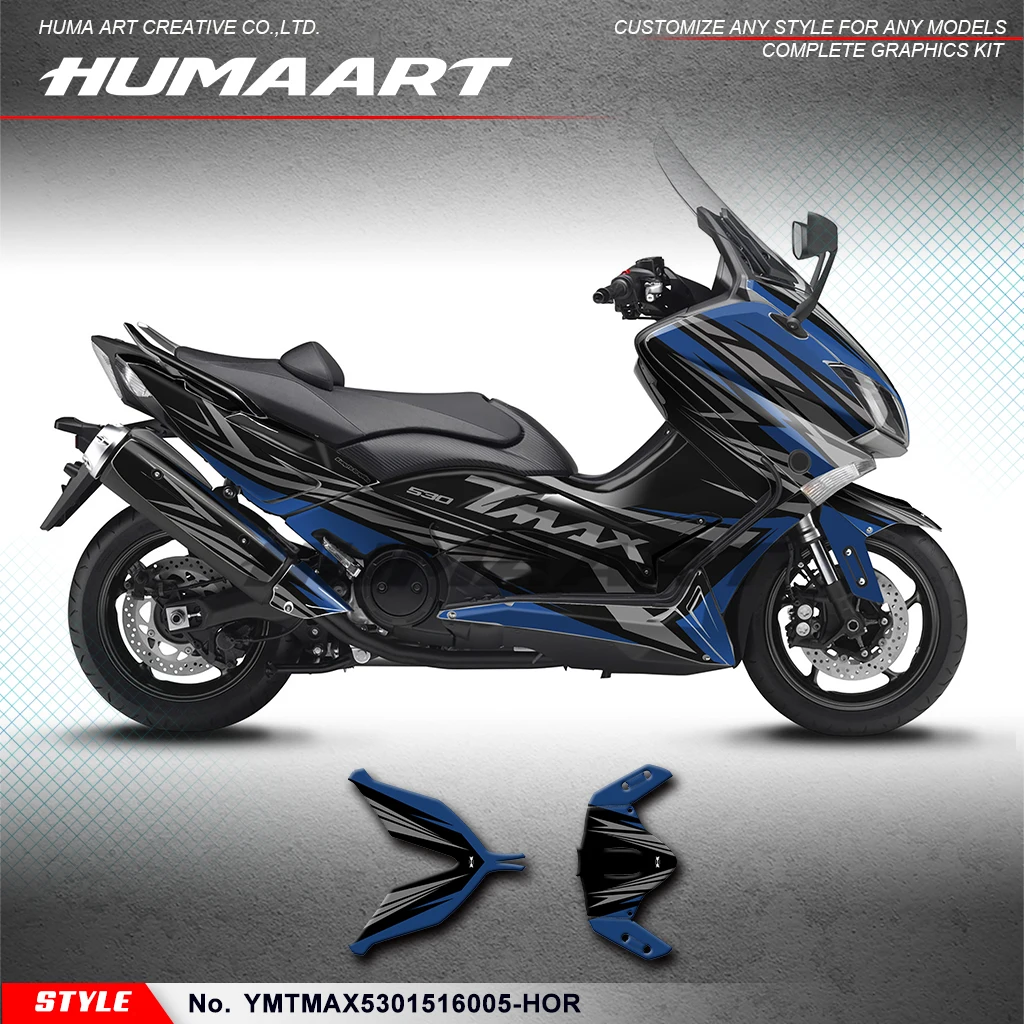 HUMAART Motorcycle Stickers Vinyl Decal Kit for Yamaha TMAX 530 2015-2016, YMTMAX5301516005-HOR