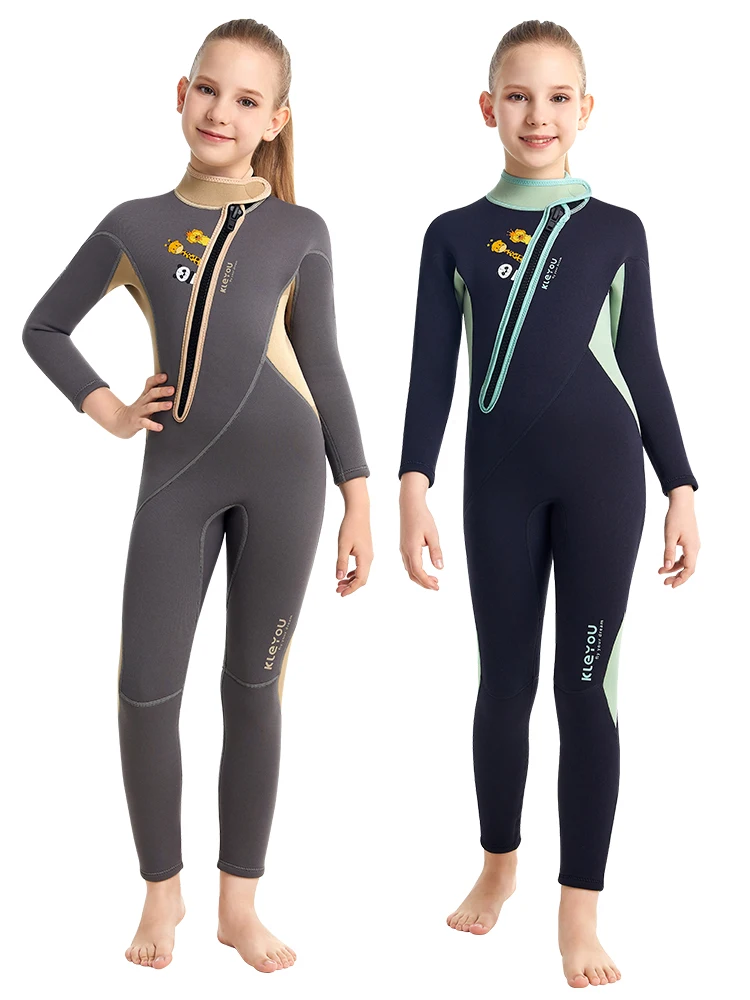 Kids Neoprene Swimsuit for Boys and Girls, Surfing Rash Guards Long Sleeves, Children Wetsuit for Diving, Scuba, Freediving