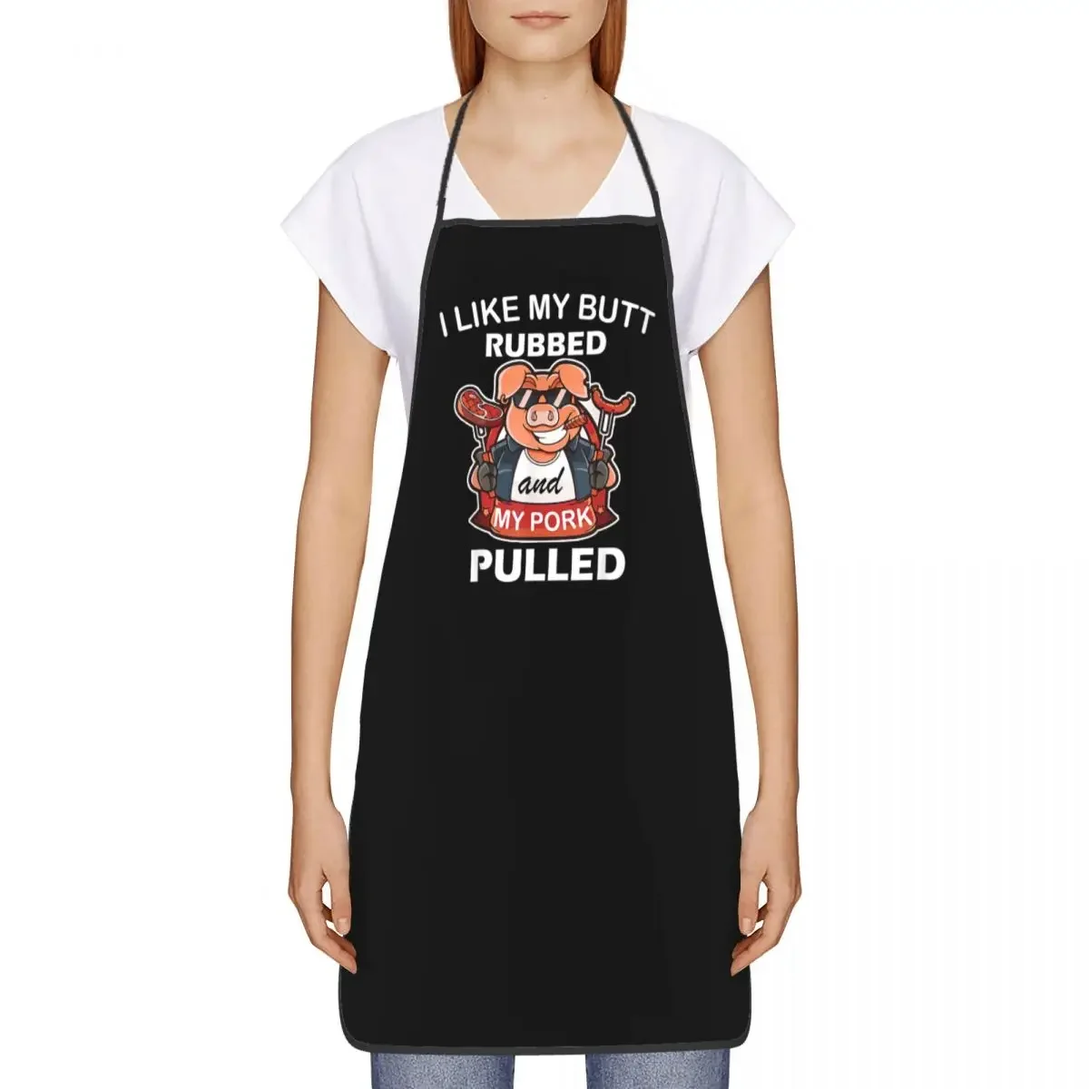 Cool Pig Funny BBQ Apron Men Women I Like My Butt Rubbed My Pork Pulled Adult Kitchen Chef Bib Tablier Cuisine Cooking Baking