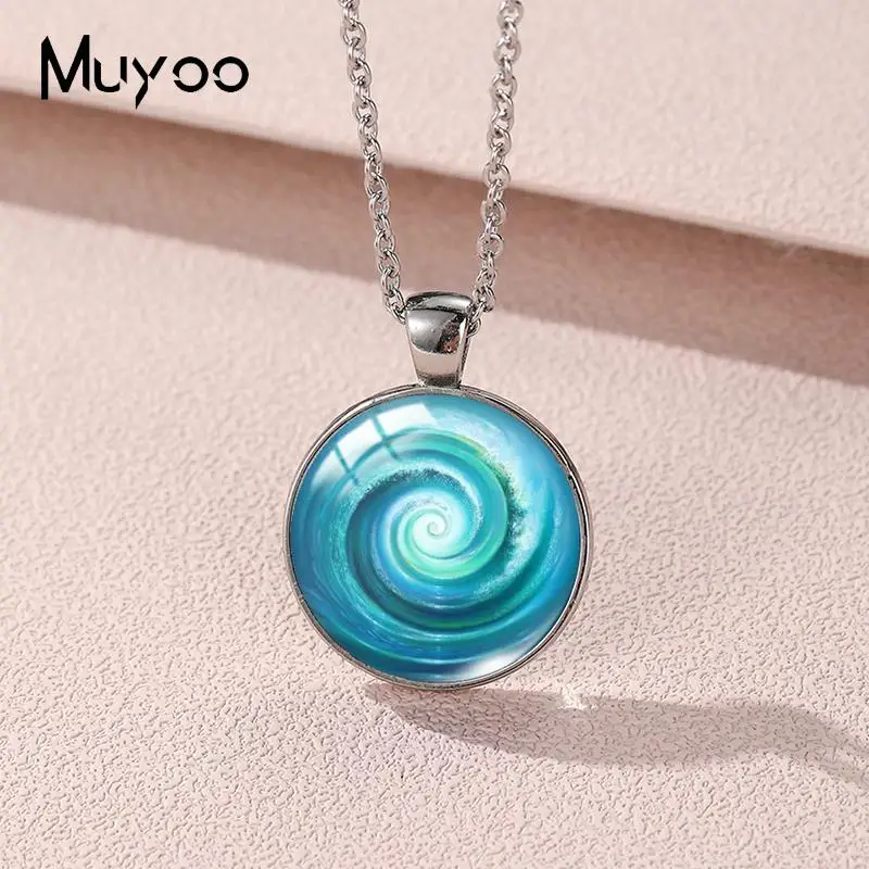 2023 New The Return Wave Pendant Necklace Ocean Round Photo Necklaces Glass Dome Jewelry Gifts