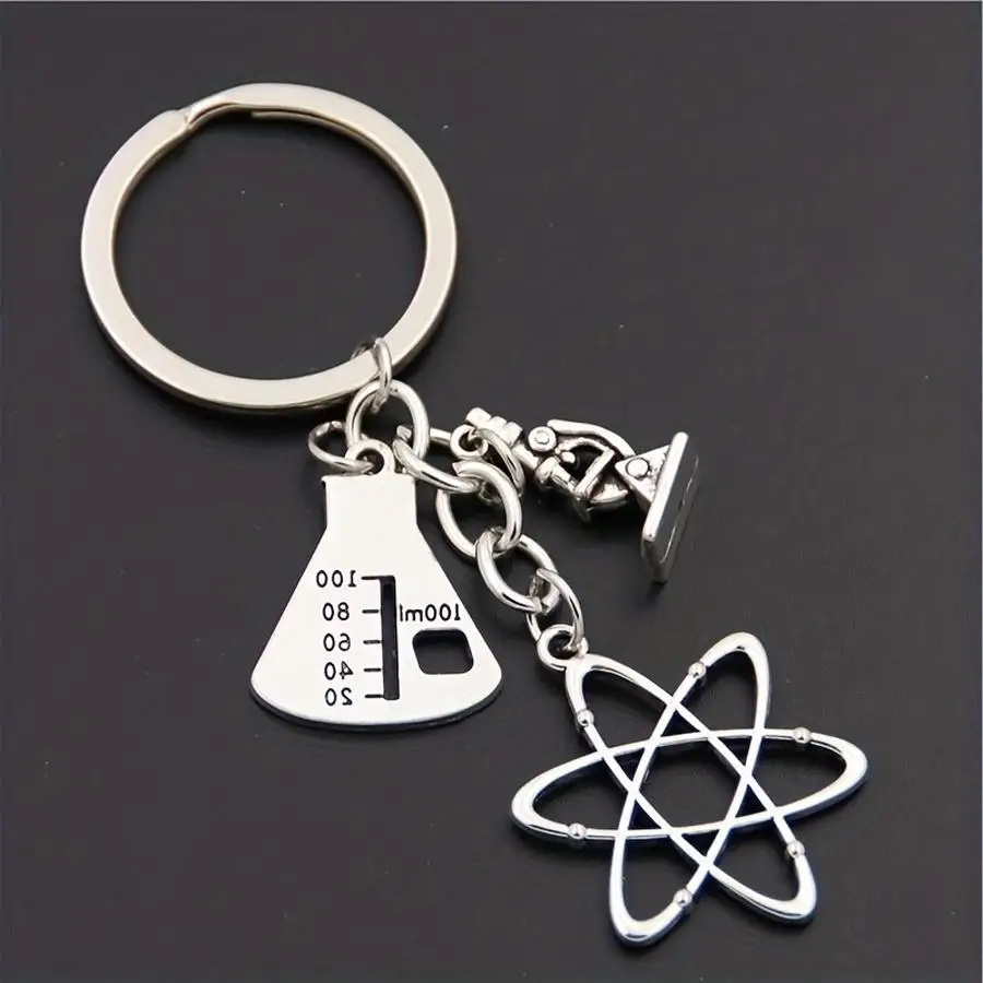 1/5/10/20/50/100pcs Chemistry Series Keychain Metal Key Ring Purse Handbag Car Charm Phone Pendant, Gift For Chemistry Teacher L