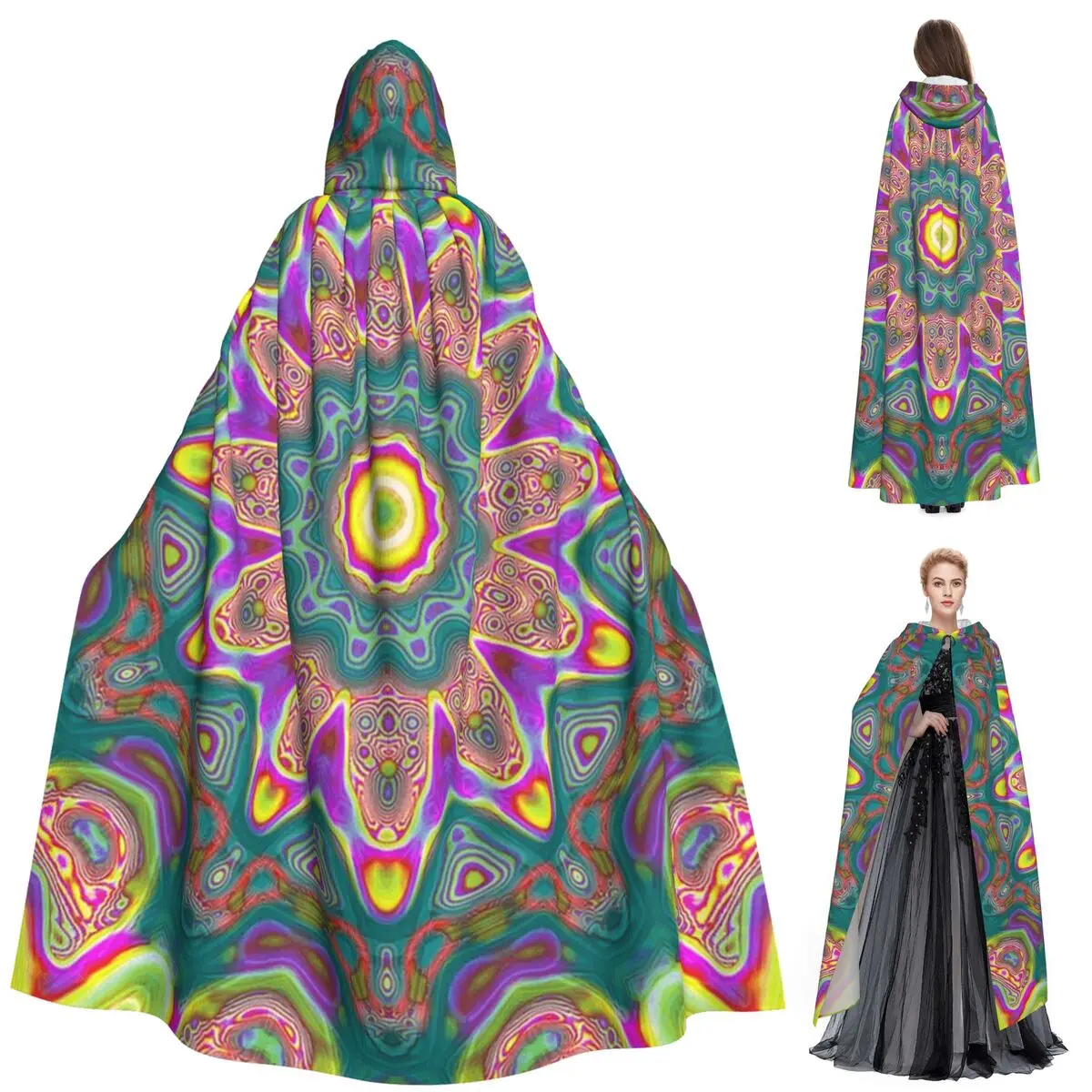 

Плащ с капюшоном, средневековый костюм ведьмы, накидка для косплея, пальто на Хэллоуин для взрослых, унисекс