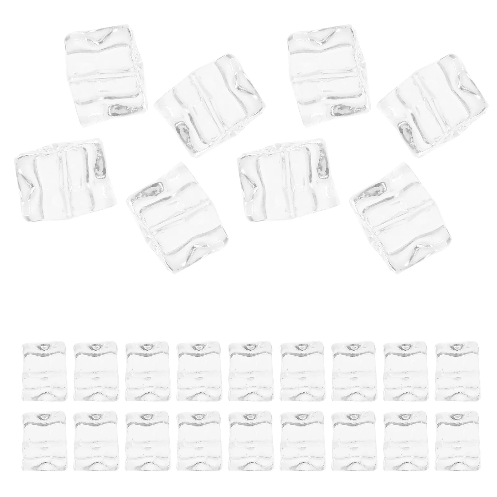 

50pcs Simulation Ice Cubes Clear Reusable Fake Ice For Food Display Coffee Shop Decor Vase Filler Photographic Props Kitchen Bar