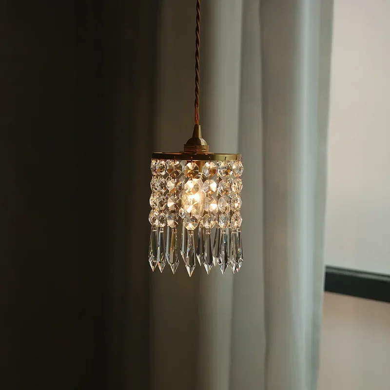

American Luxury Living Room Corridor Bedroom Bedside Pendant Lamp French Romantic Atmosphere Crystal Single Head Chandelier
