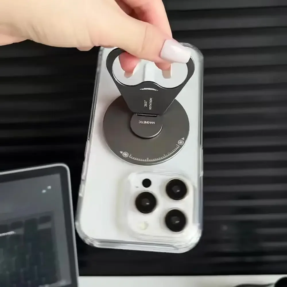 

Alloy Rotation Phone Holder Foldable Ultra-thin Magnetic Phone Bracket Multi-angle Fixation Phone Case Grip Stand Holder