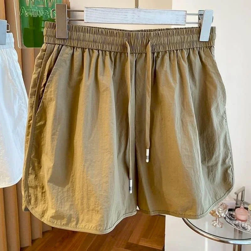 Short solide pour femmes, pantalon décontracté en tissu Parachute, ample, Style coréen, taille haute, jambes larges, vêtements pour femmes, offre d'été