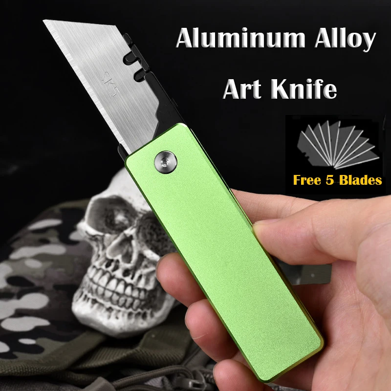 Aluminium Alloy Utility Knife SK5 Blade EDC Outdoor Survival Tool Sharp Cutter Rotate Open Knife Replaceable Blade Express Box