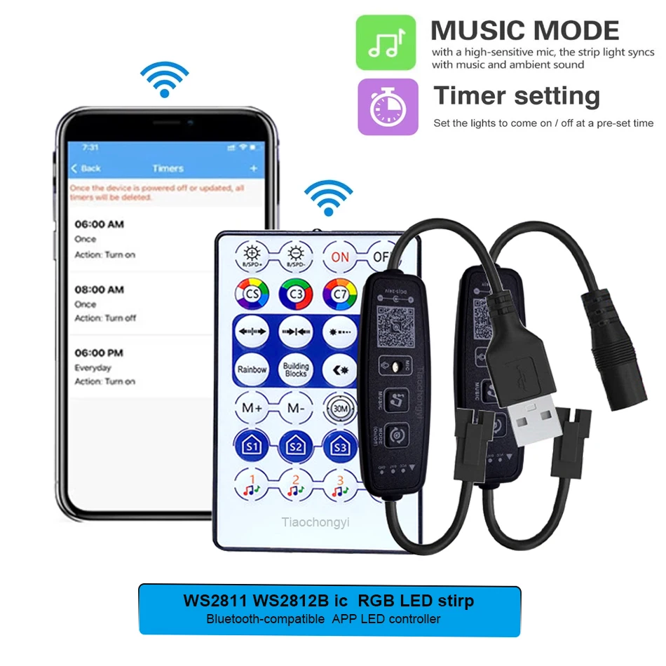 28Key Knop Led Controller Met Smart Pixel Bt App Muziek Afstandsbediening Voor WS2812 WS2811 Individuele Adresseerbare 5050 Rgb Strip Licht