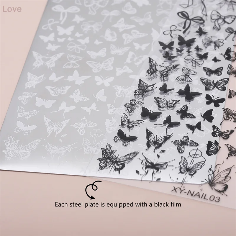 9.5X14.5cm كبيرة الحجم مسمار ختم لوحات فراشة زهرة الأفعى تصاميم مسمار الفن قالب DIY بها بنفسك مسمار ديكور الإستنسل استخدام #3