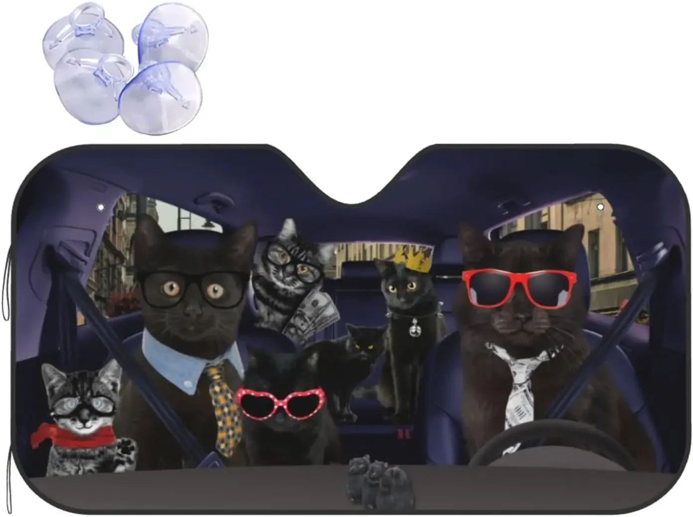 

Cat Windshield Sun Shade Foldable Front Window Covers Funny Sunshade for Accessories Blocks Uv Rays 130x70cm