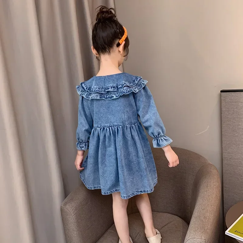 Fashion Jean Shirt Dress for Girls 5 to 12 years Autumn Kids Girls Jeans Dress Teen Girl Denim Clothes Casual Child Girl Dress