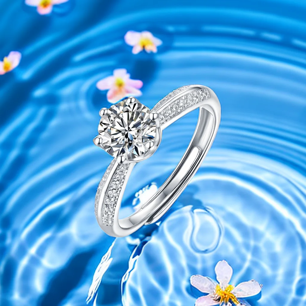 (GRA Certification)Moissanite ladies ring S925 silver tray, opening design, suitable for Love, Model R4149-808