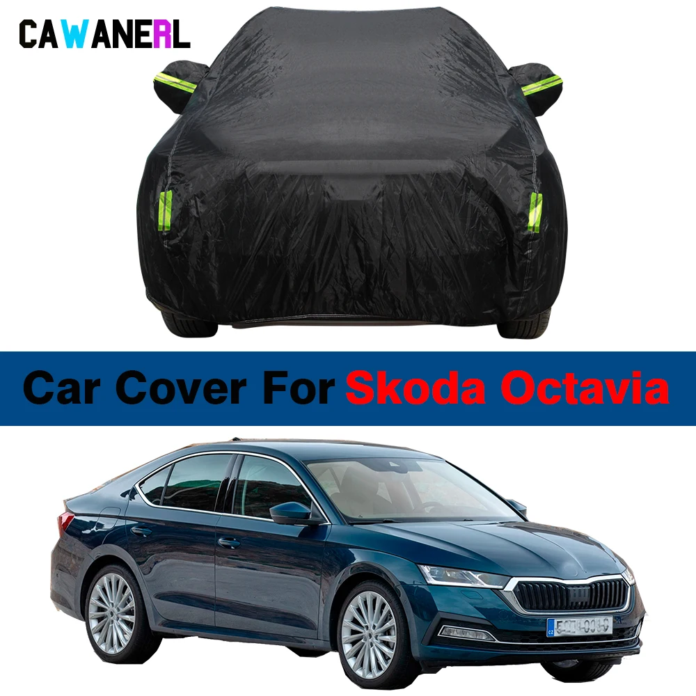 Waterproof Car Cover For Skoda Octavia Summer Anti-UV Sun Shade Winter Snow Rain Prevent Cover Windproof