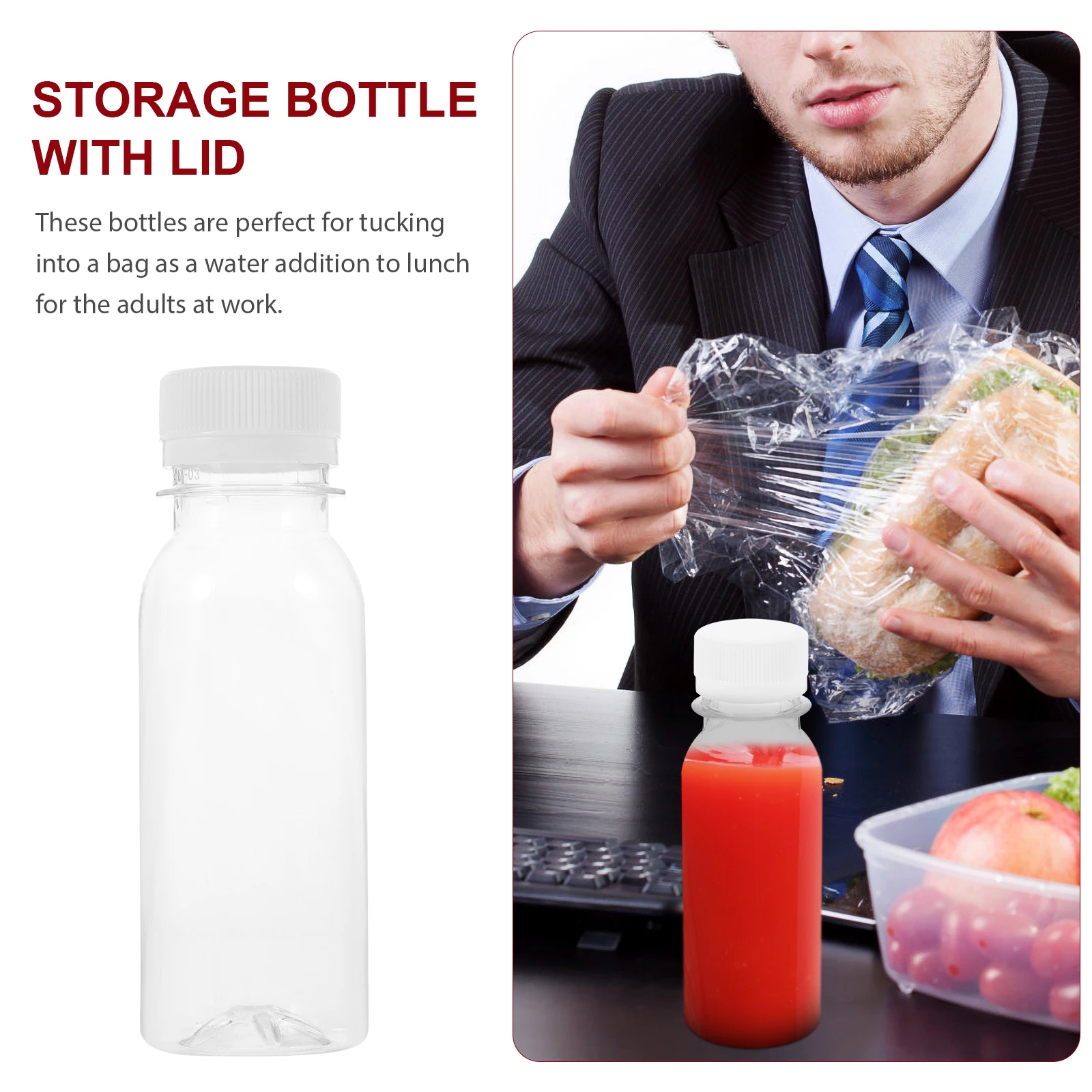 5Pcs Clear Plastic Milk Bottle Empty Beverage Container Leakproof Caps Smooth Surface Portable Juice Storage Bottles
