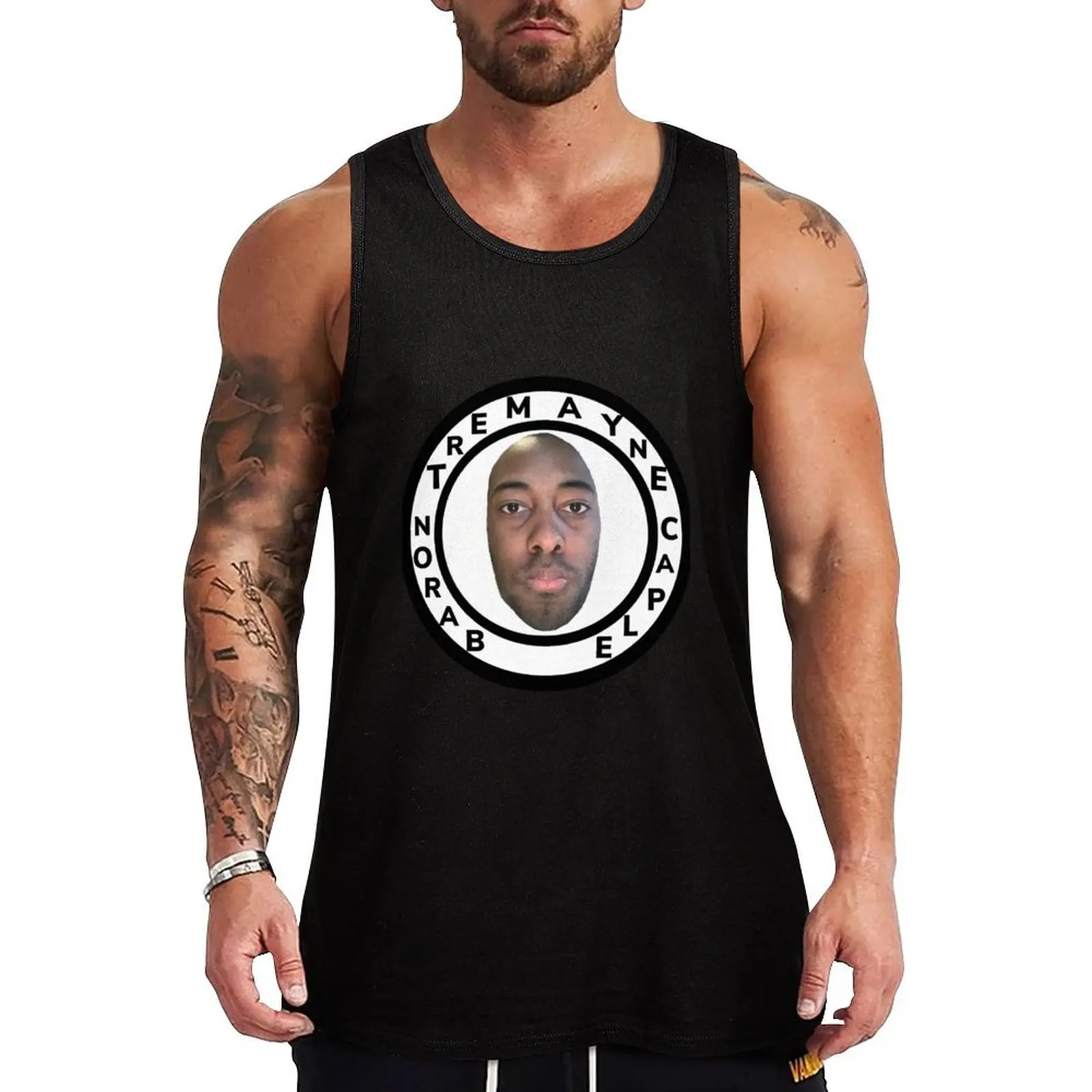 Baron Tremayne Caple: Camiseta sin mangas con círculos en blanco y negro, camiseta sin mangas informal holgada, camiseta sin mangas suave y transpirable