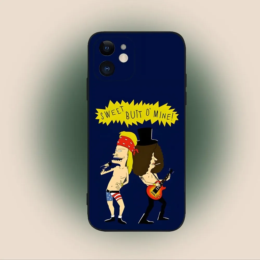 B-Beavis and Butthead Phone Case For iPhone 15,14,13,12,11,Plus,Pro Max,XS,X,XR,SE,Mini,8,7 Soft Silicone Black Cover