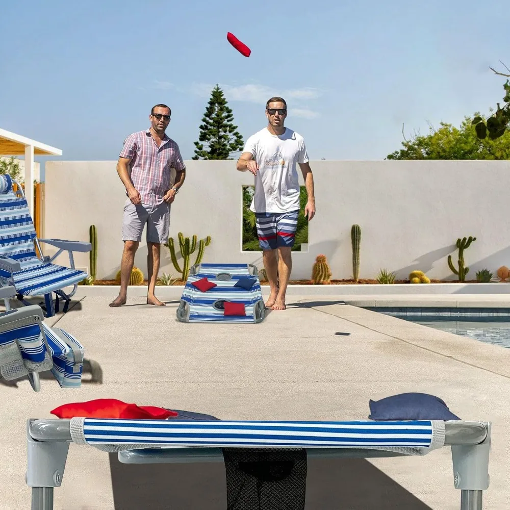 Rucksack Strandkorb Aluminium 2er-Pack mit klappbarem Campingtisch