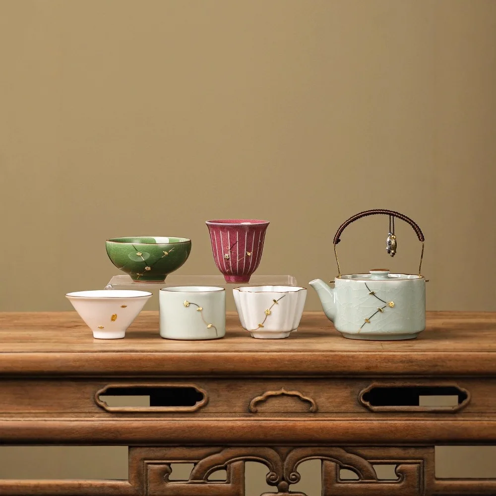 

HYS Famous Kung Fu Tea Set Ceramic Master Teacup Gift Box Chinese Song Dynasty Aesthetic Gift