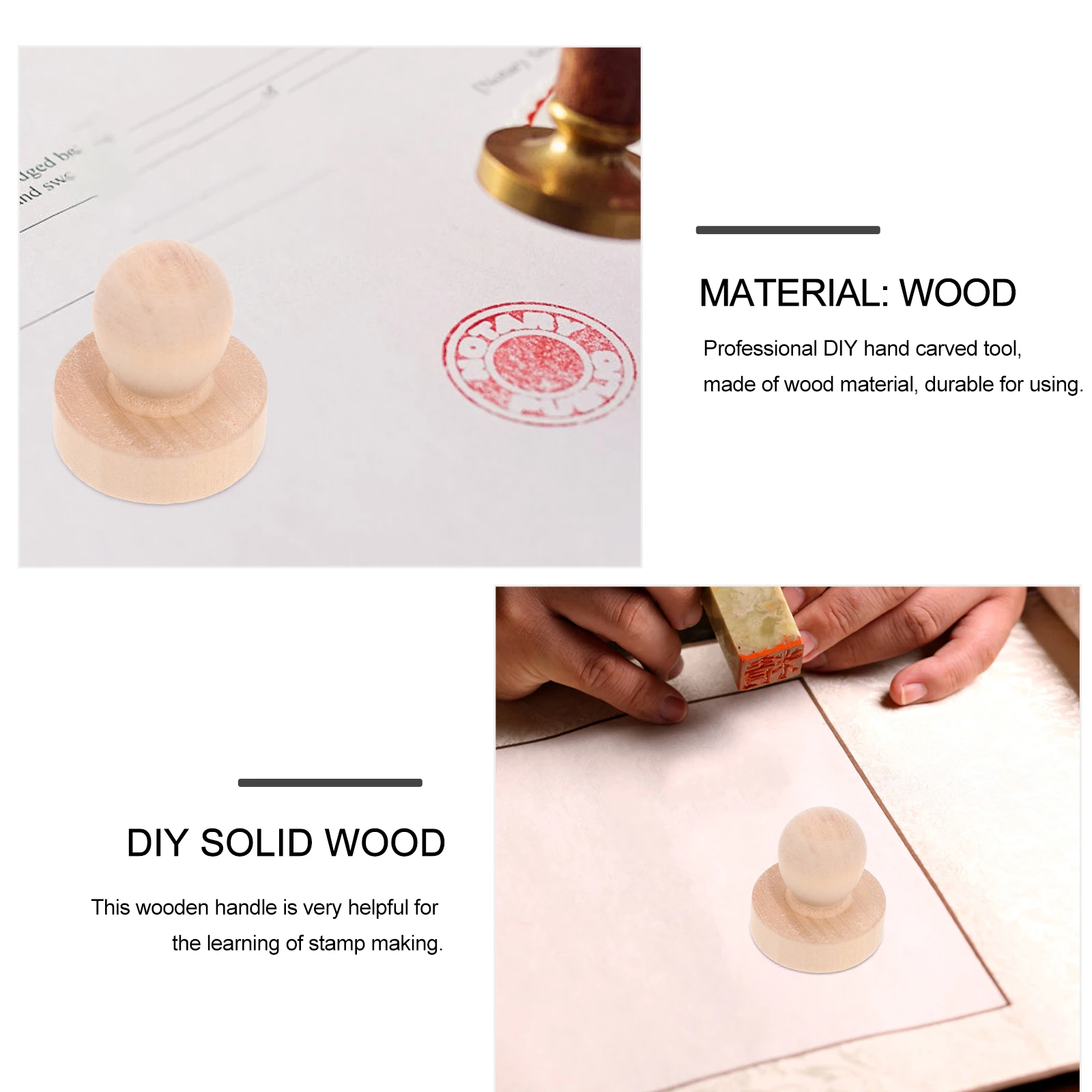 

5Pcs SolidWoodHandle StampingTool BrownColor Lightweight ErgonomicDesign DIYRubberStamps CraftProject Accessories