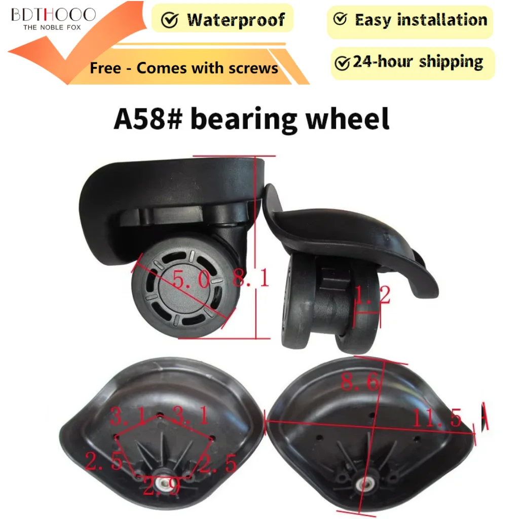 

2PCSA58/A68 Сменные колеса для тяжелого чемодана - ПП/ПЭТ/АБС-пластик, ролики для шкафчика, универсальные роликовые подшипники, бесшумные быстрые Insta