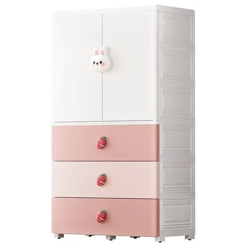 65cm Thickened Plastic Baby Wardrobe Multi Layer Kids Storage Cabinet Clothes Organizer Small Locker for Nursery Room
