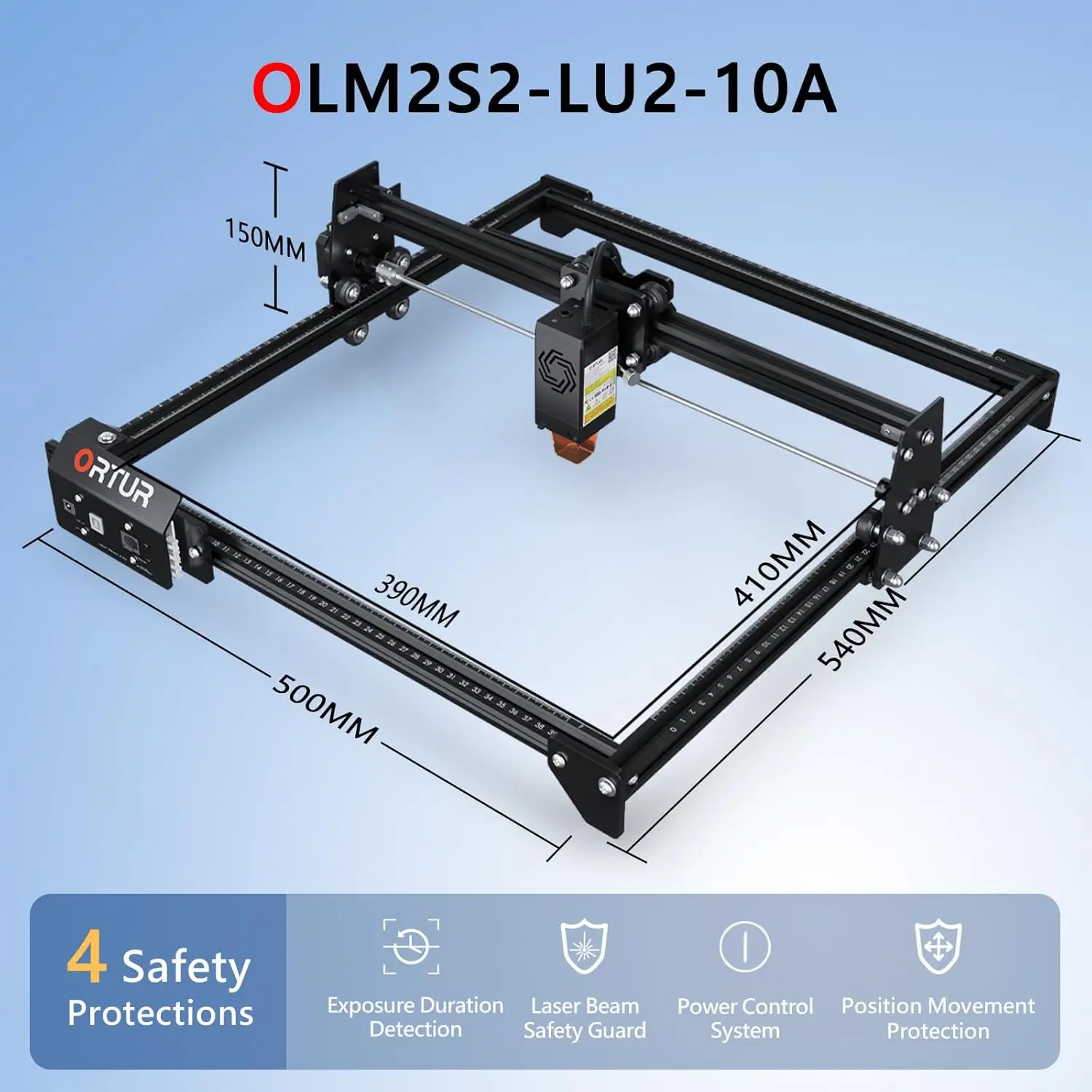 ORTUR Laser Master 2 S2 LU2-10A ليزر النقش بالليزر، آلة قطع النقش 10000 ميجاوات، قاطع ليزر عالي الدقة