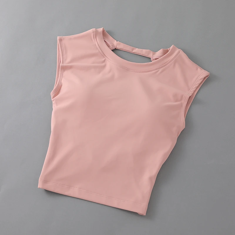 Sexy Short Backless Fixed Chest Pad Sports T-Shirt Vest Women's Tight Quick Drying Sleeveless Yoga Top