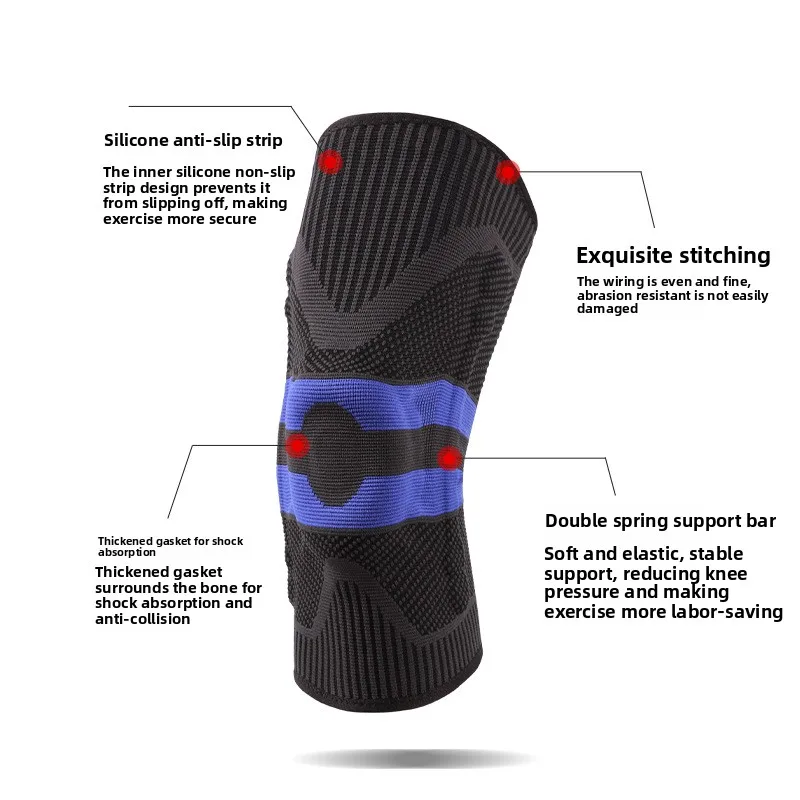 Knee Support Pad with Silicone Spring Support Thickened Shock Absorption for Fitness Sports Knee Pressure Protection